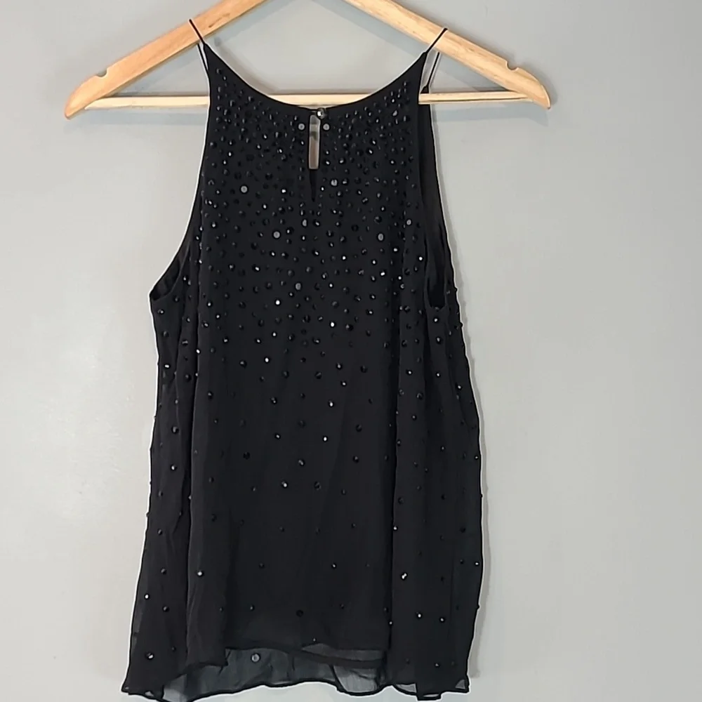 Milly Black Beaded Halter Tank Top - Picture 6 of 7